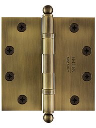 4 1/2" Solid Brass Ball-Bearing Door Hinge with Ball Tips